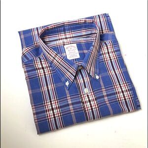 Brooks Brothers Supima Cotton Button Down Shirt Plaid Casual Long Sleeves XL